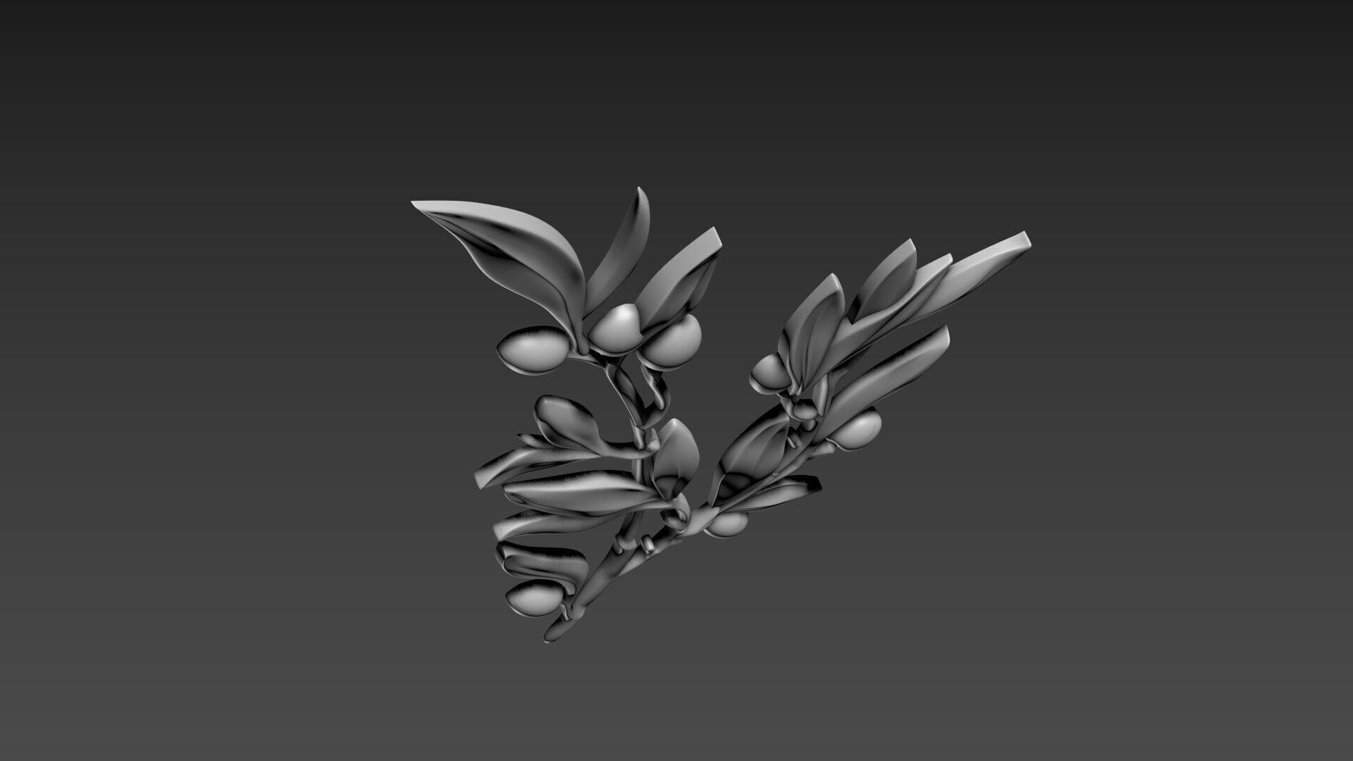 Olive branch relief 3D model_7