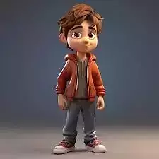 Stylized young boy character in casual clothes