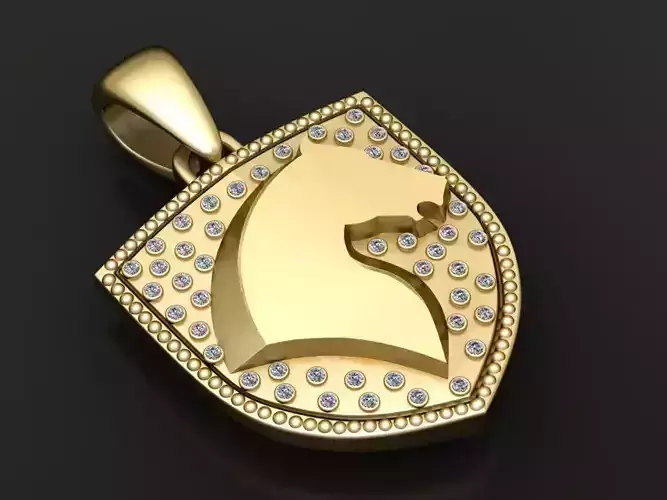 HORSE FACE DESIGN SHEILD PENDANT 3D PRINTABLE MODEL 3D print model