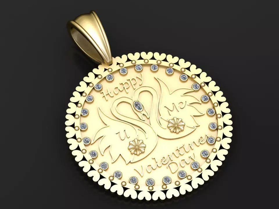 HAPPY VALENTINE DAY COIN PENDANT 3D PRINTABLE MODEL 3D print model