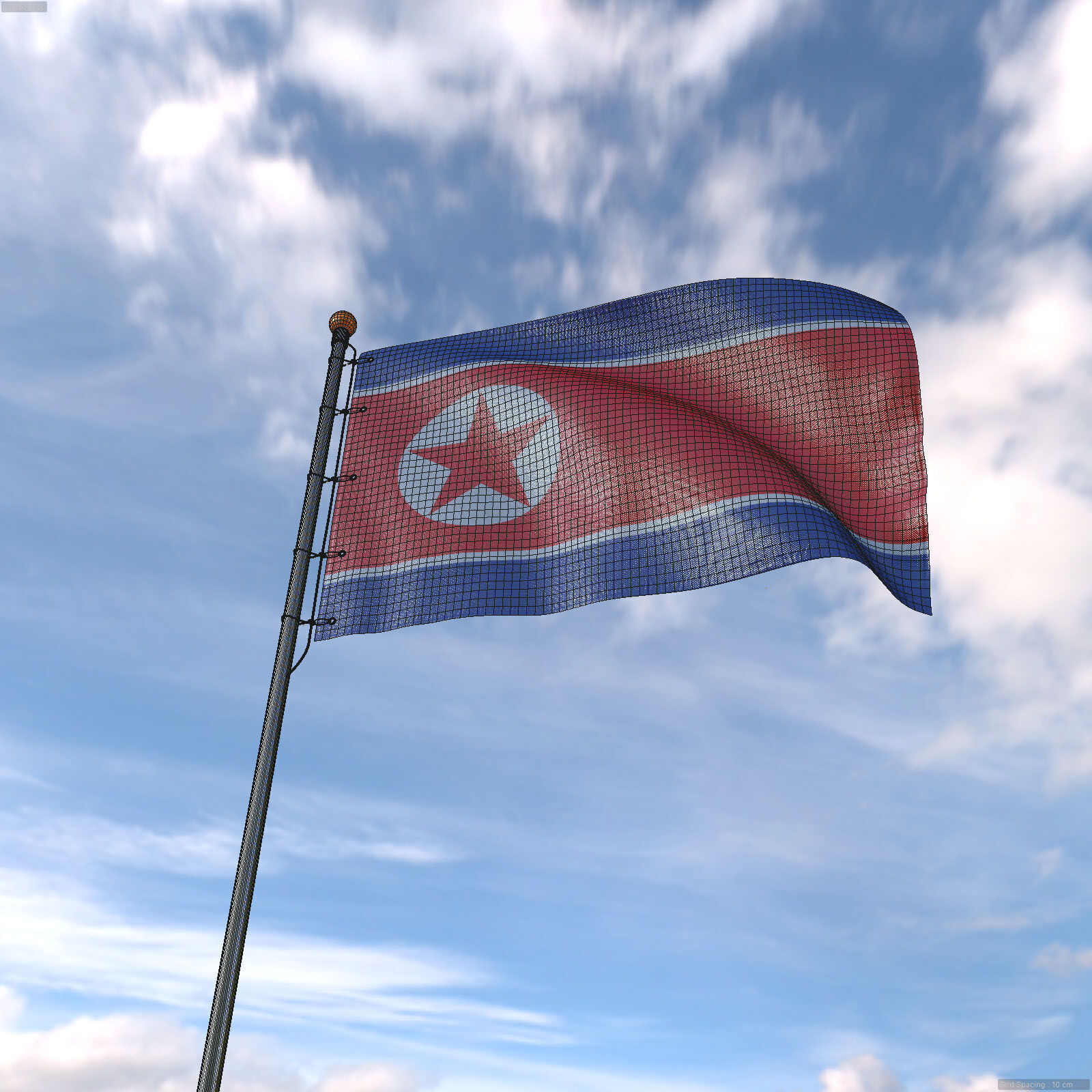 Flag North Korea animated loop 3D model_6
