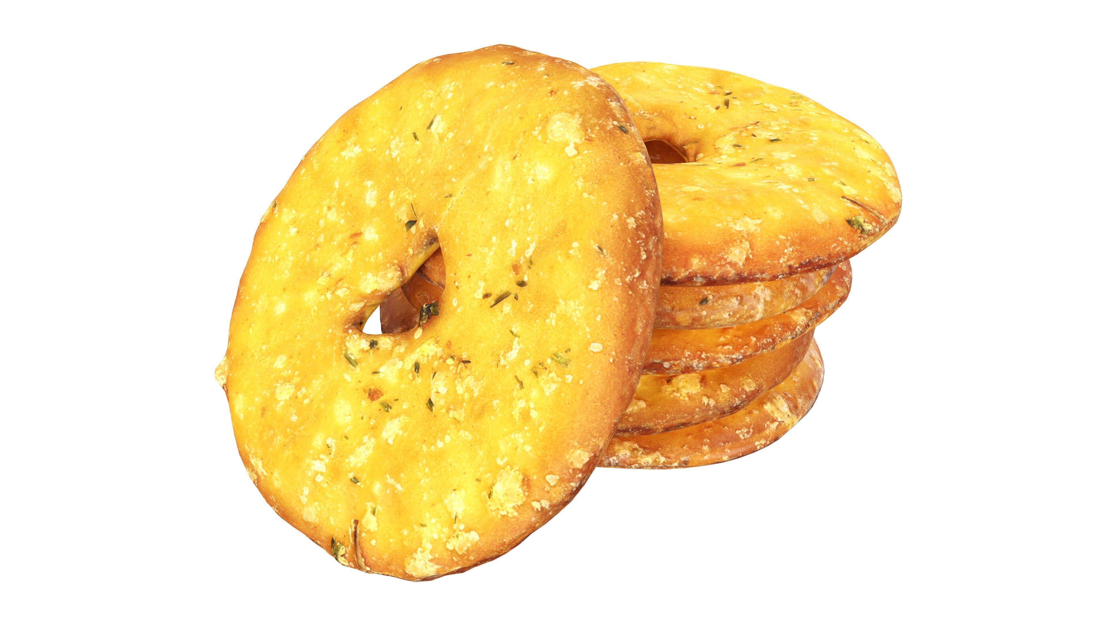 Crackers round Low-poly 3D model_2