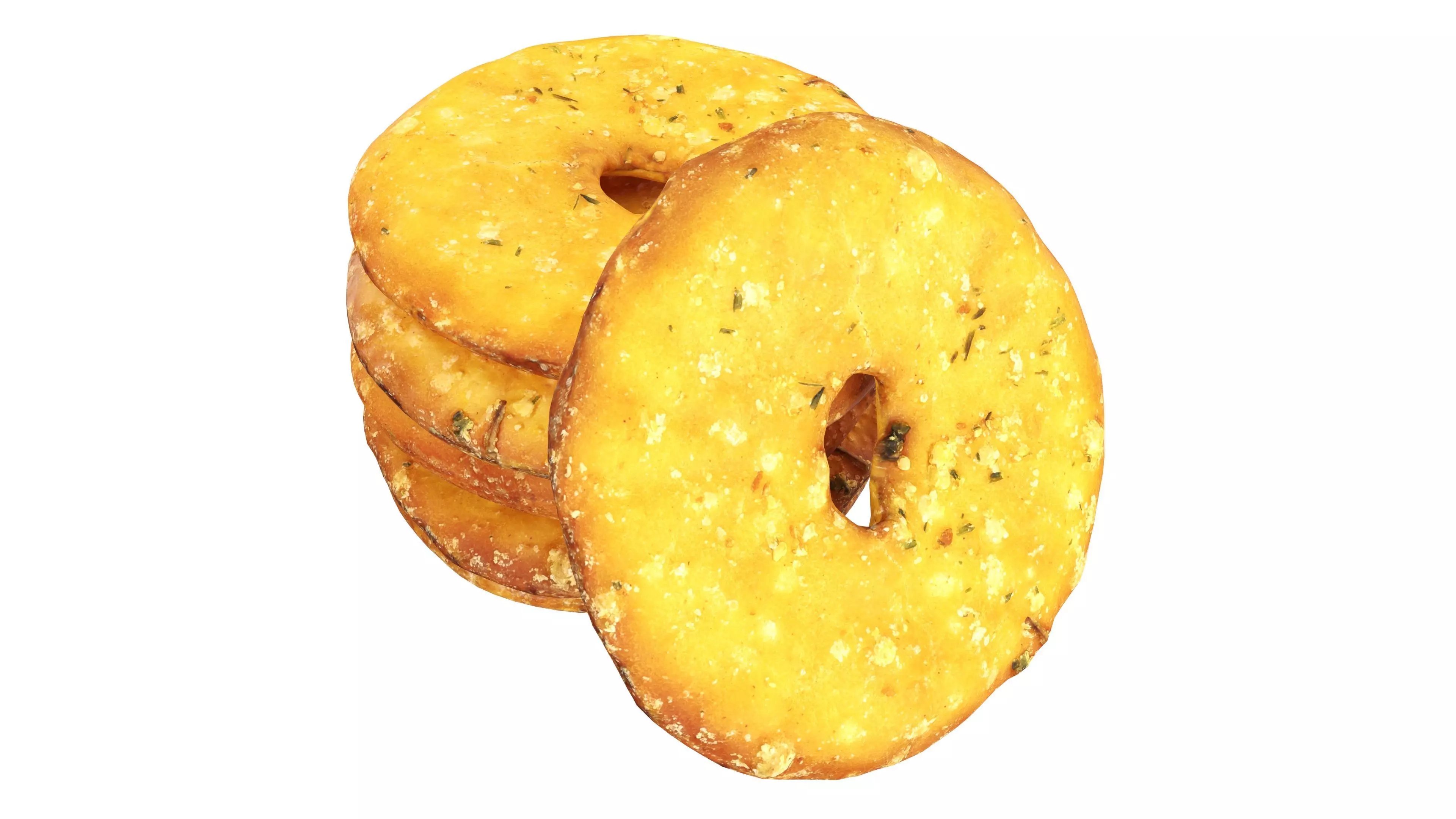 Crackers round Low-poly 3D model_0