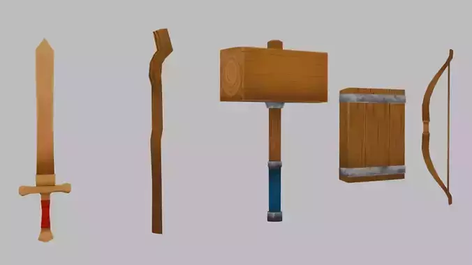 3D model Wooden Weapon Starterkit