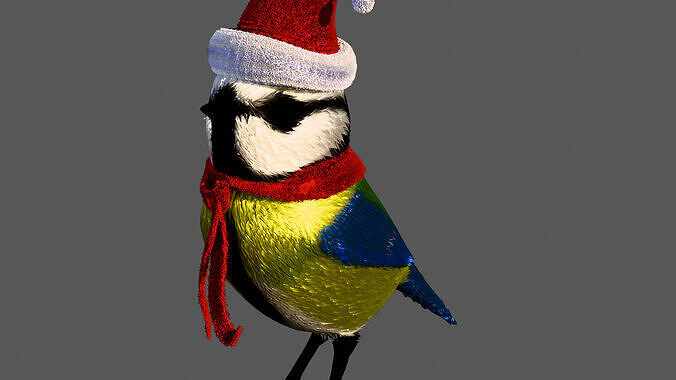Winter Blue Tit 3D model