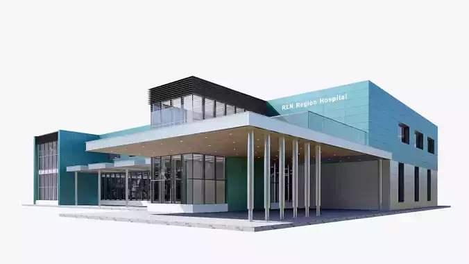 Realistic Medical Center Building 3D Model  Hospital Exterior