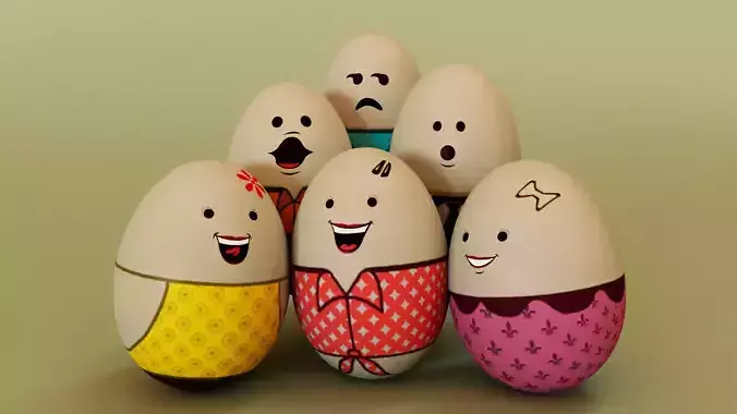Easter Eggs - MAYA Rigged Low-poly 3D model