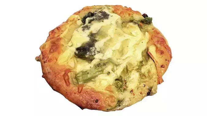 Mini broccoli cheese pizza Low-poly 3D model