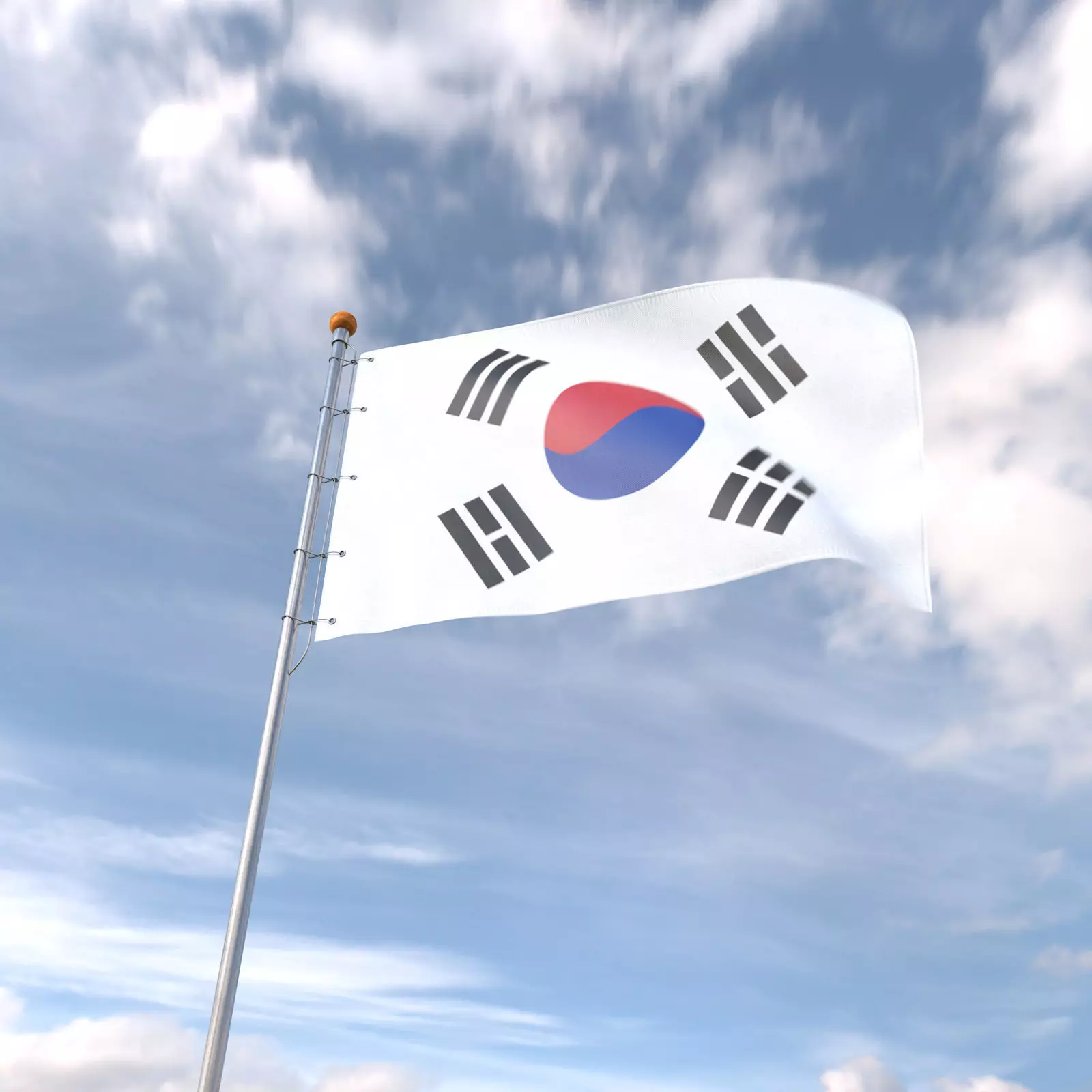 Flag South Korea animated loop 3D model_0