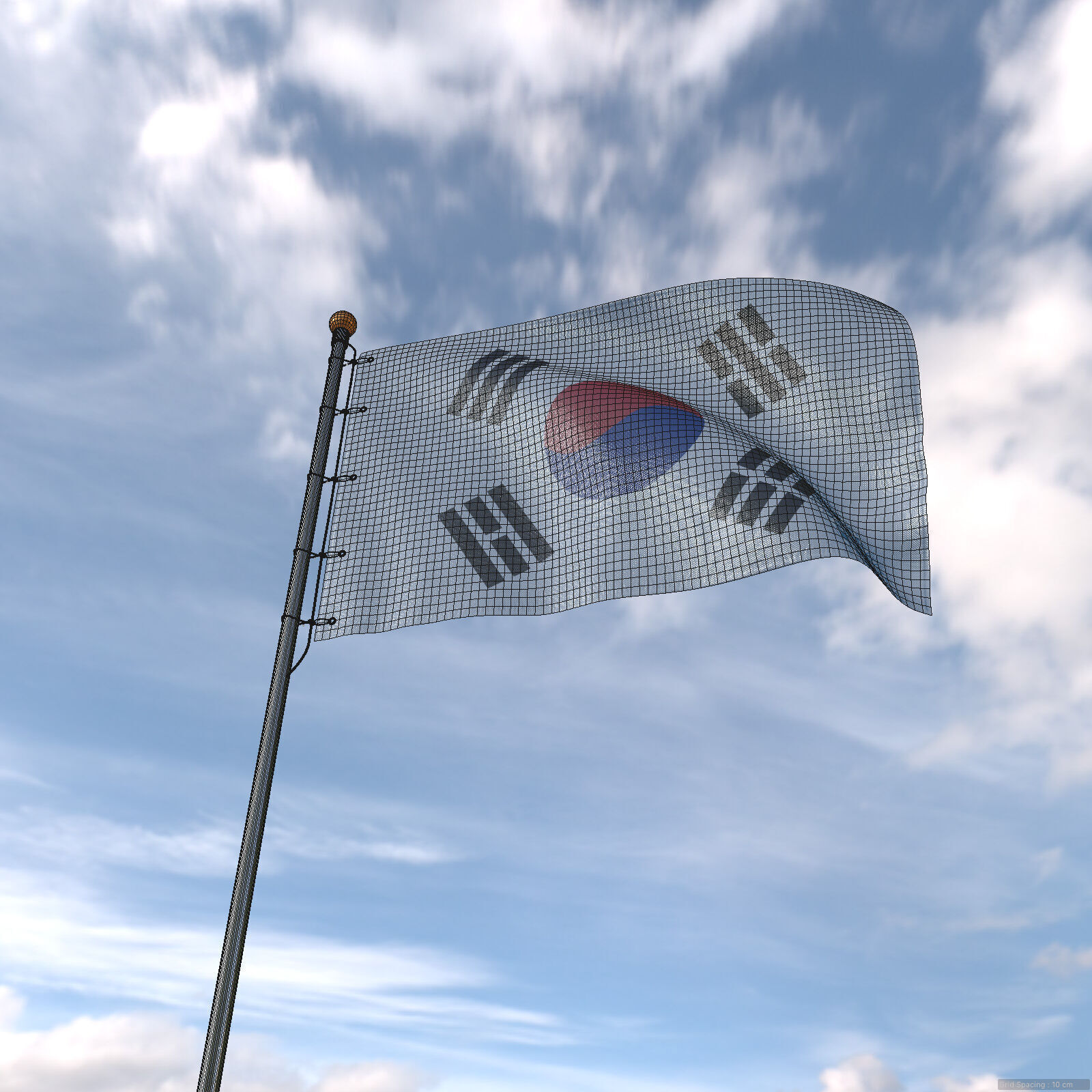 Flag South Korea animated loop 3D model_6