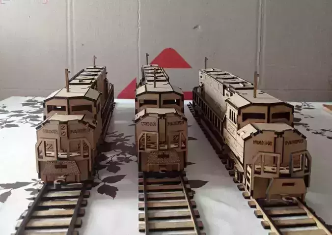 Wooden Locomotive Puzzle Laser Cut DIY Model 