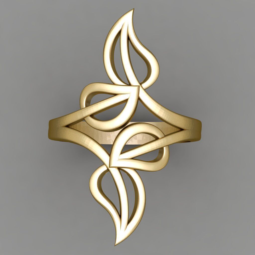 Beautifull Leaf Petal Ring  3D print model_2