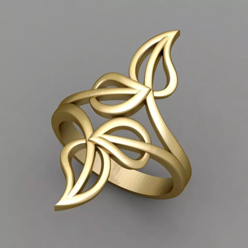 Beautifull Leaf Petal Ring  3D print model_0