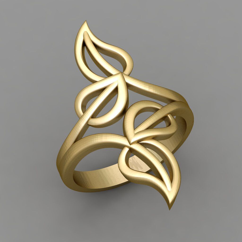 Beautifull Leaf Petal Ring  3D print model_1