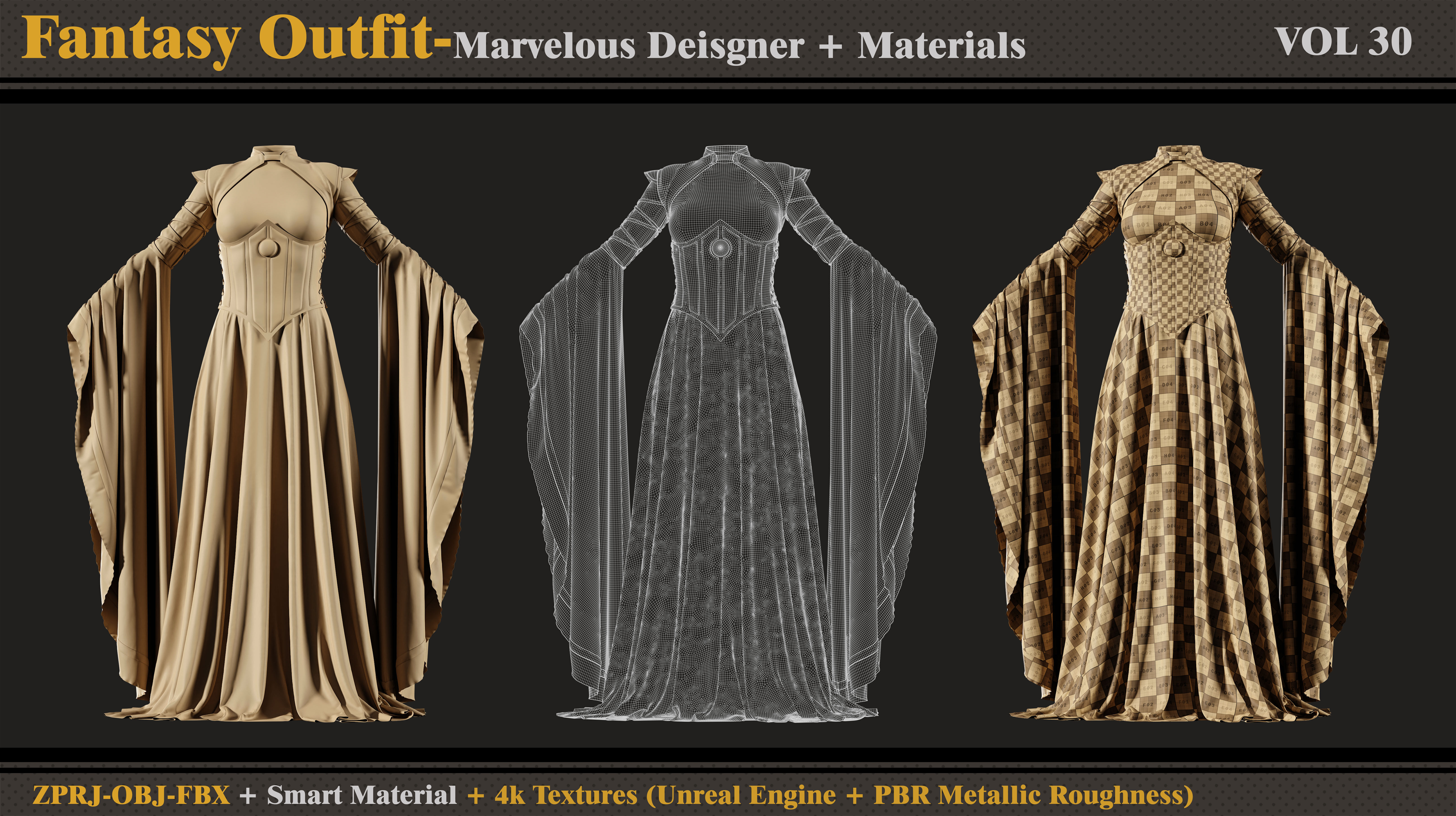 Fantasy Outfit-MD-Clo3d-Smart Material- Textures-OBJ-FBX 3D model_3