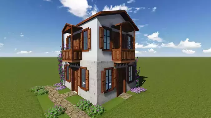 Classic stone house ottoman architecture 3D model