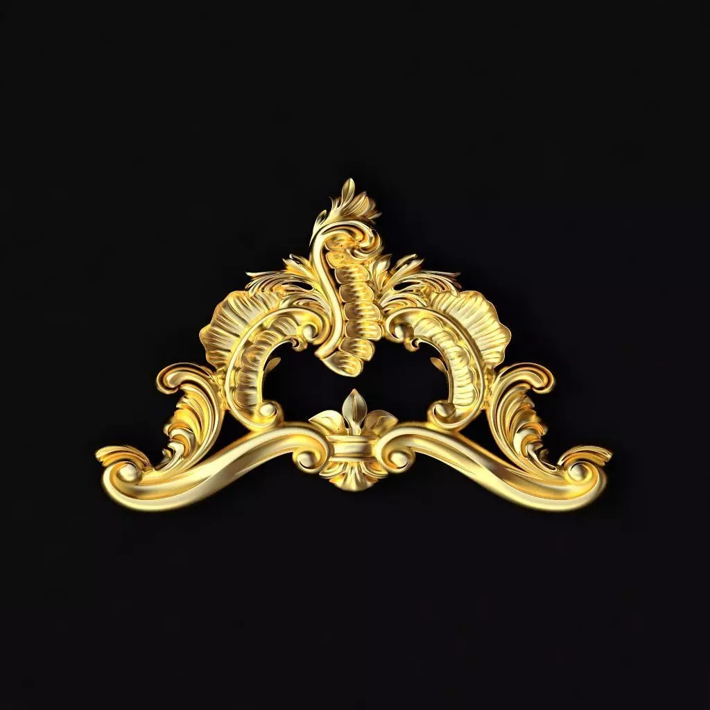 Central decor ornament for furniture 3D model_0