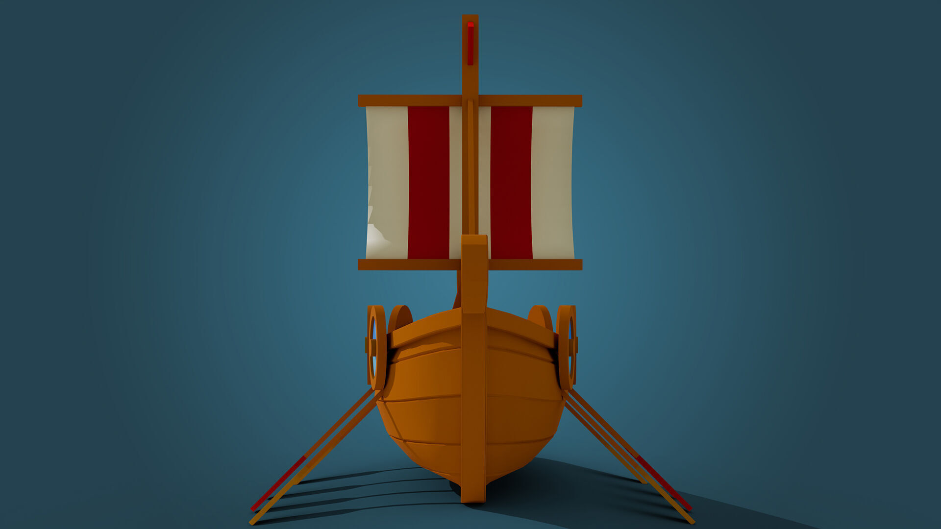 Low Poly Viking Longship Game Ready Stylized 3D Model Low-poly 3D model_6