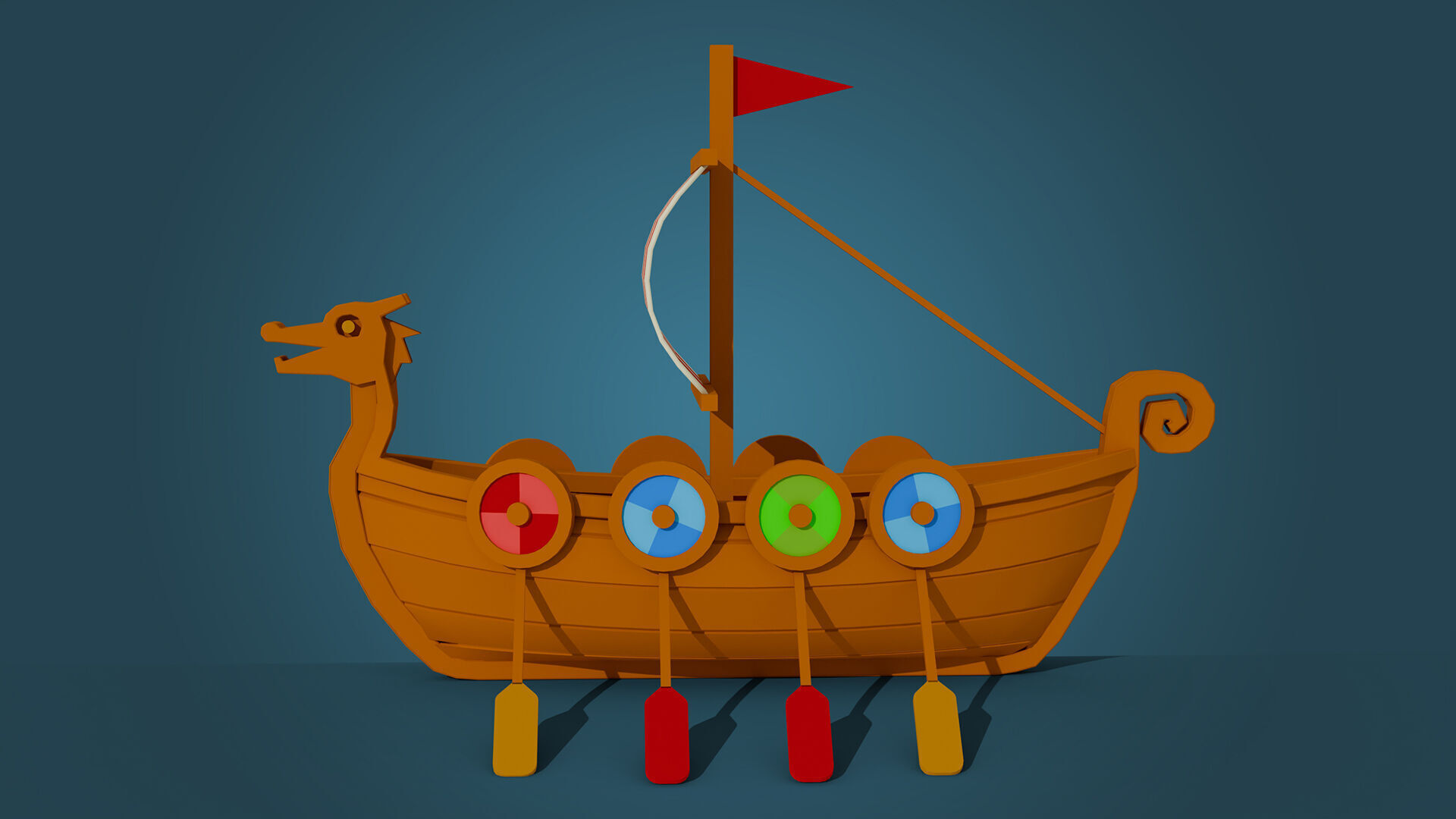 Low Poly Viking Longship Game Ready Stylized 3D Model Low-poly 3D model_3