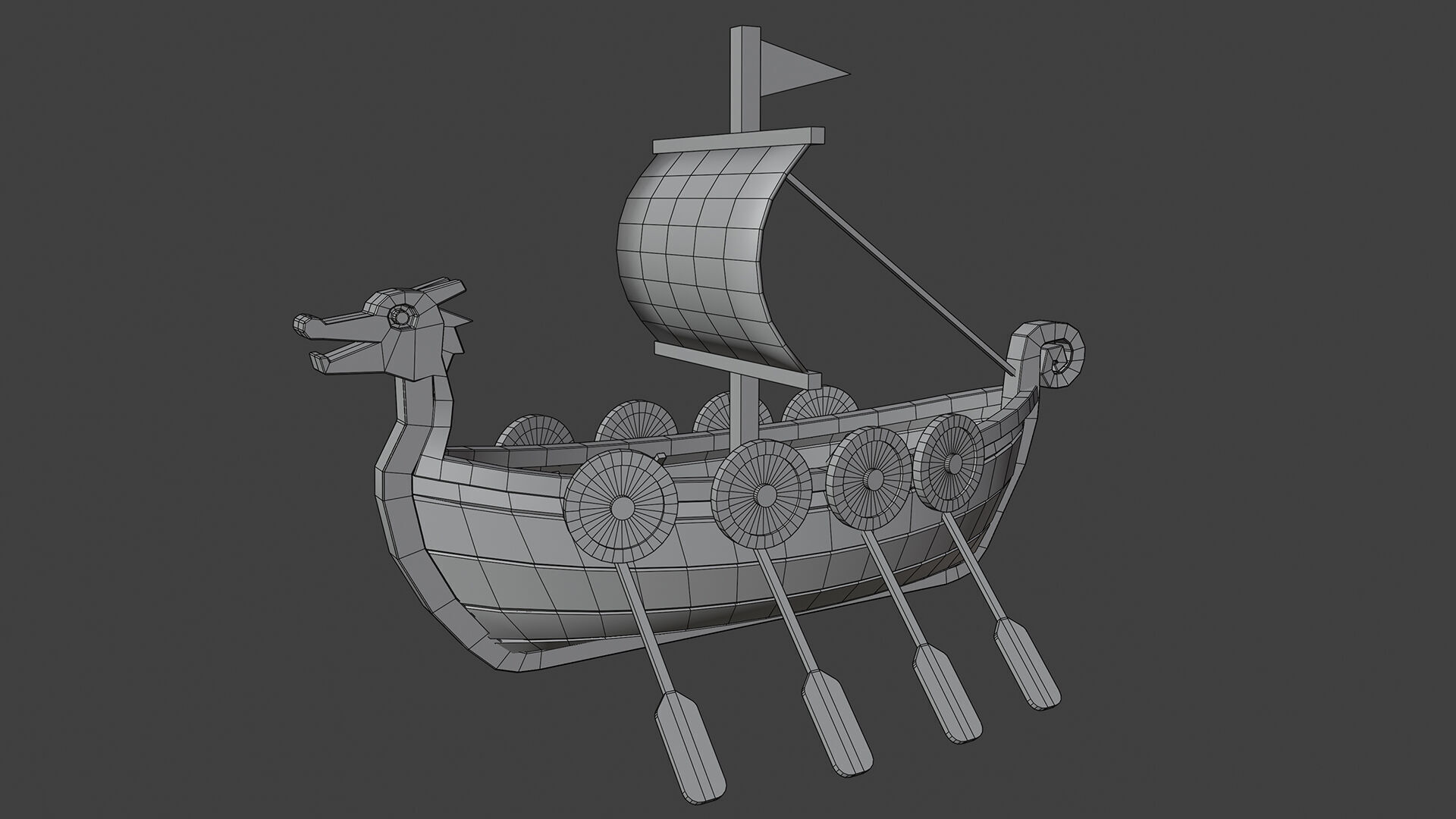 Low Poly Viking Longship Game Ready Stylized 3D Model Low-poly 3D model_7