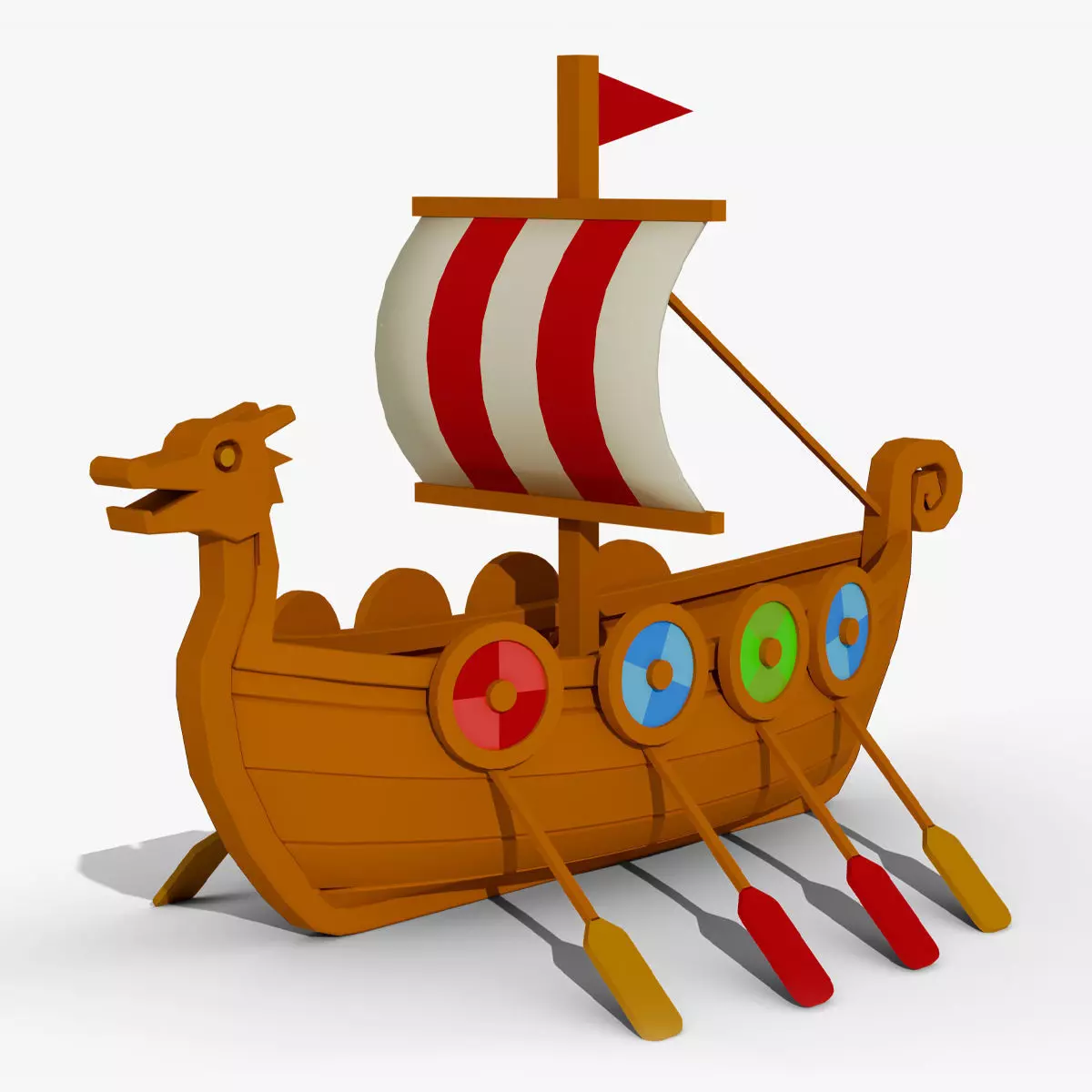 Low Poly Viking Longship Game Ready Stylized 3D Model Low-poly 3D model_0