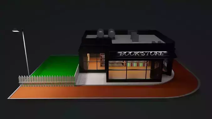 Low Poly Bookstore 3D Model  Modular  Game Ready 