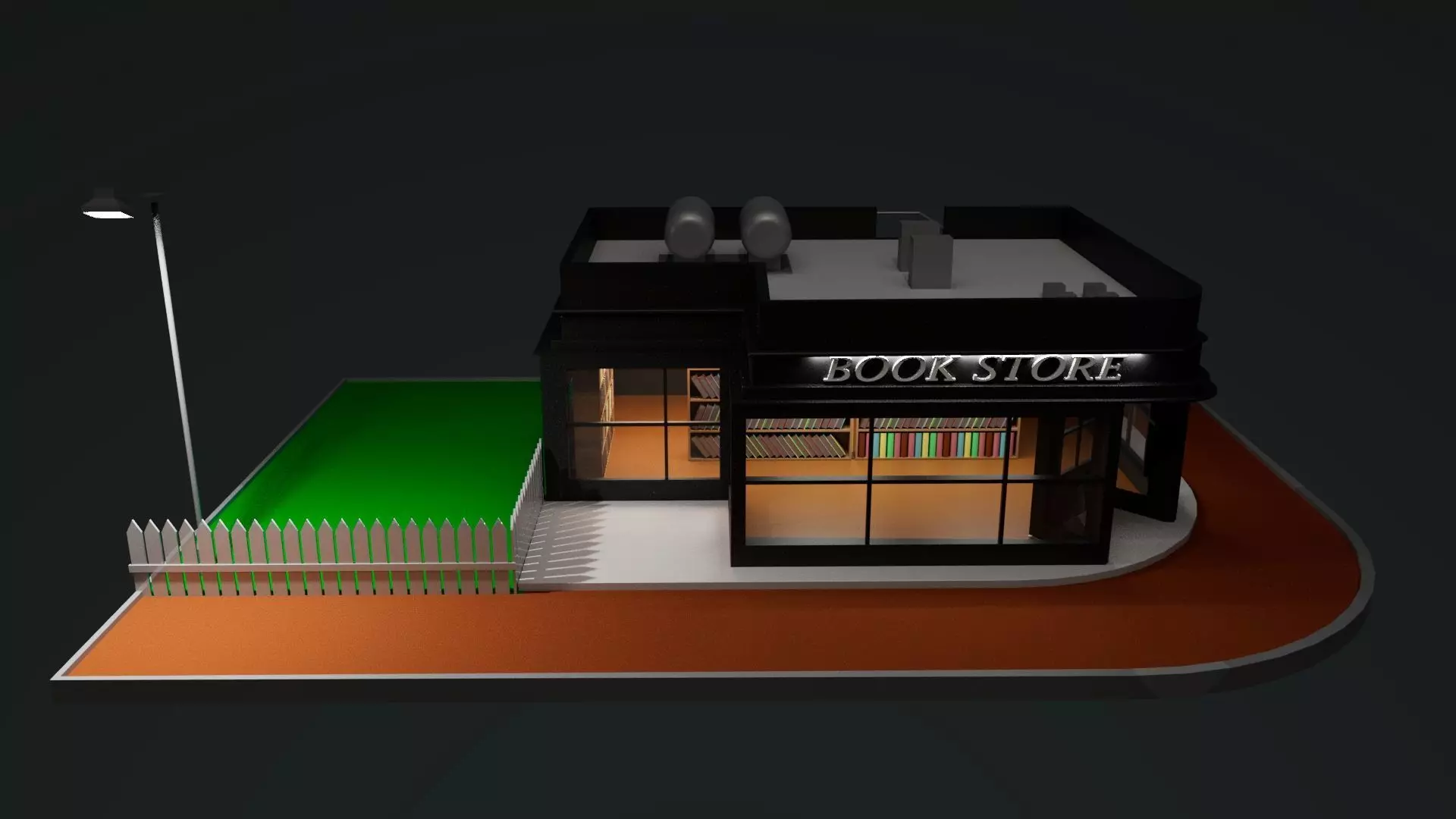 Low Poly Bookstore 3D Model  Modular  Game Ready  Free low-poly 3D model_0