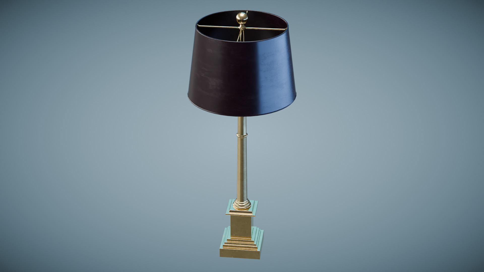 Brass Table Lamp Low-poly 3D model_7