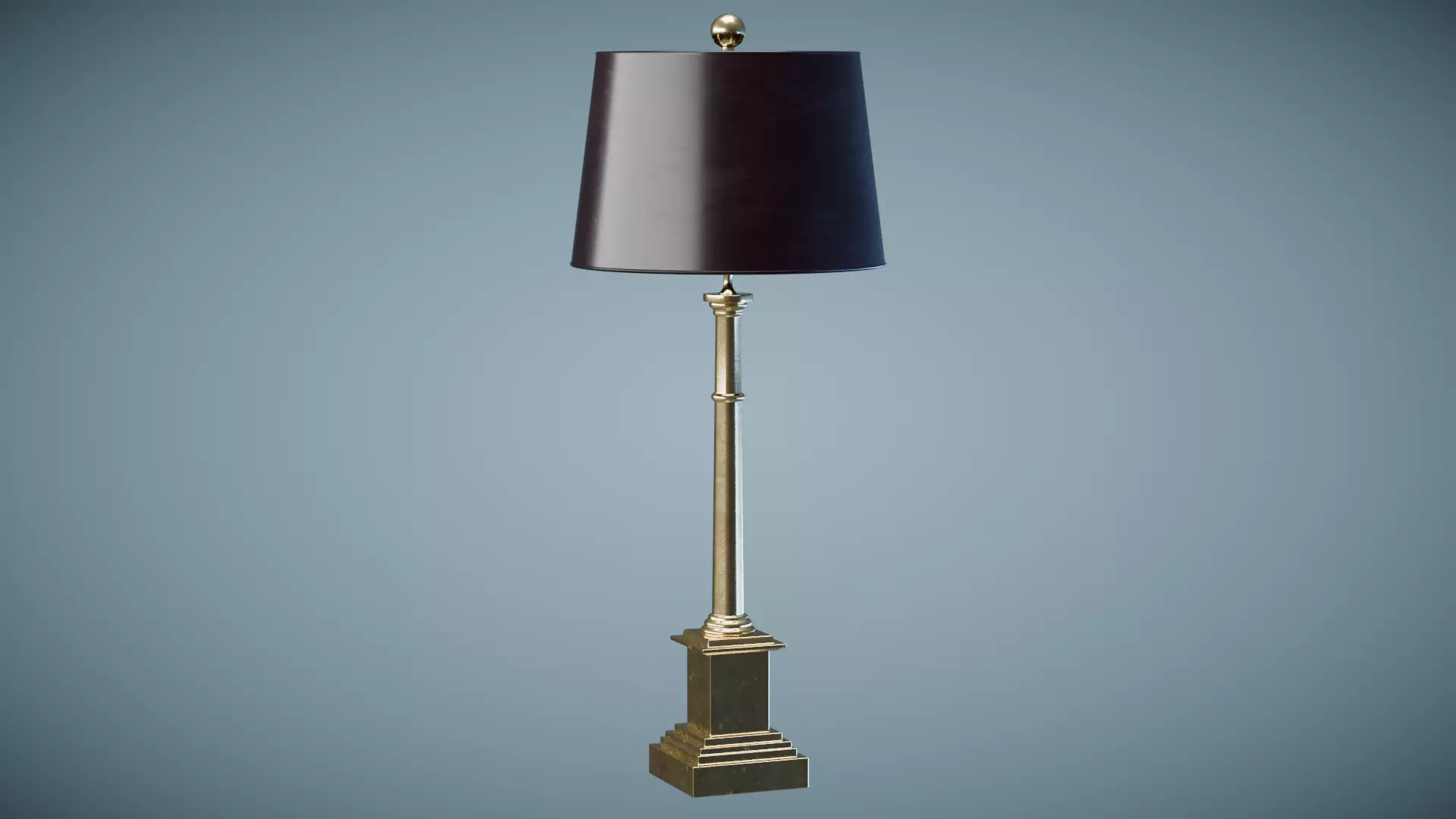 Brass Table Lamp Low-poly 3D model_0