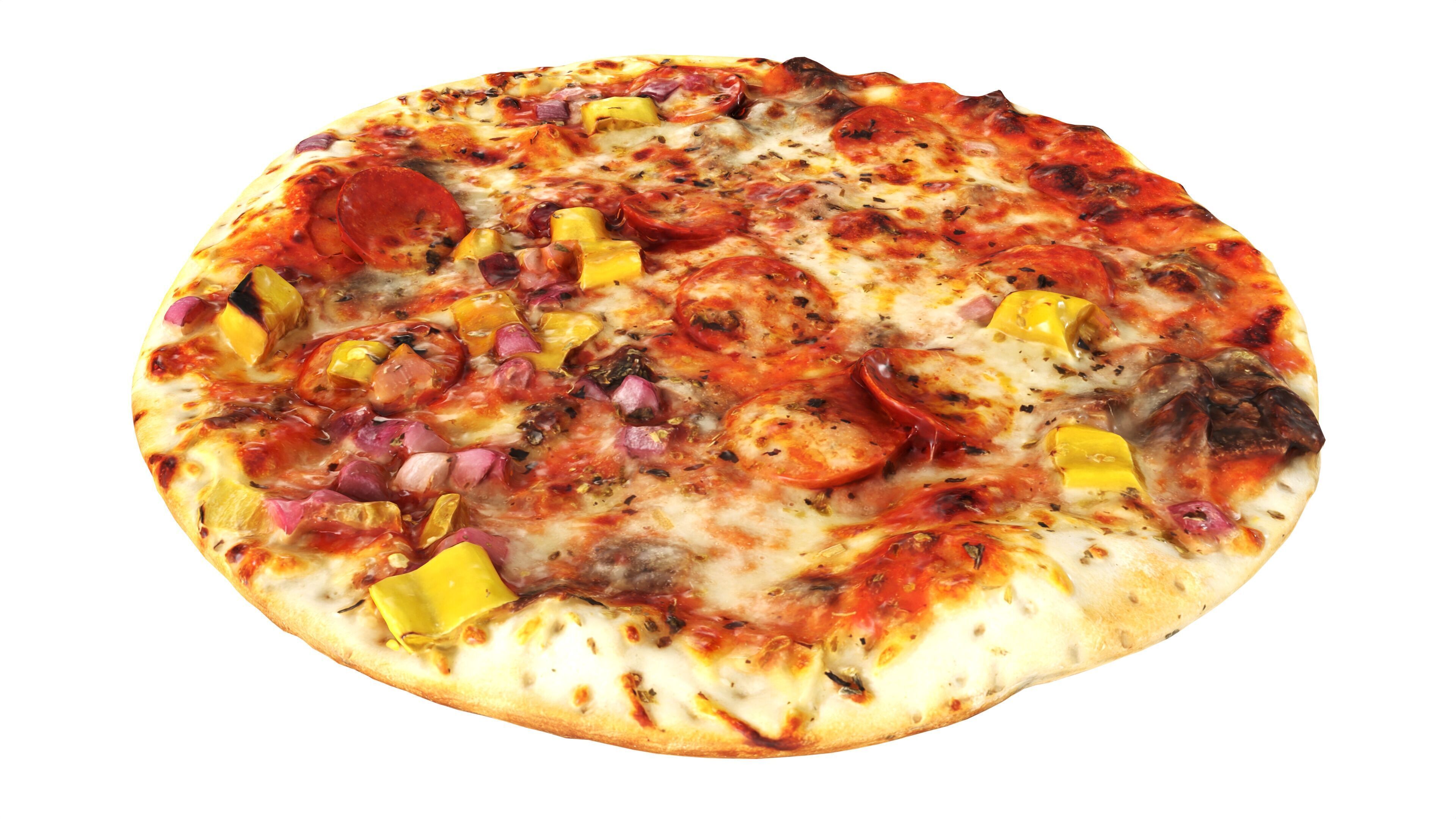 Pizza with meat Low-poly 3D model_2