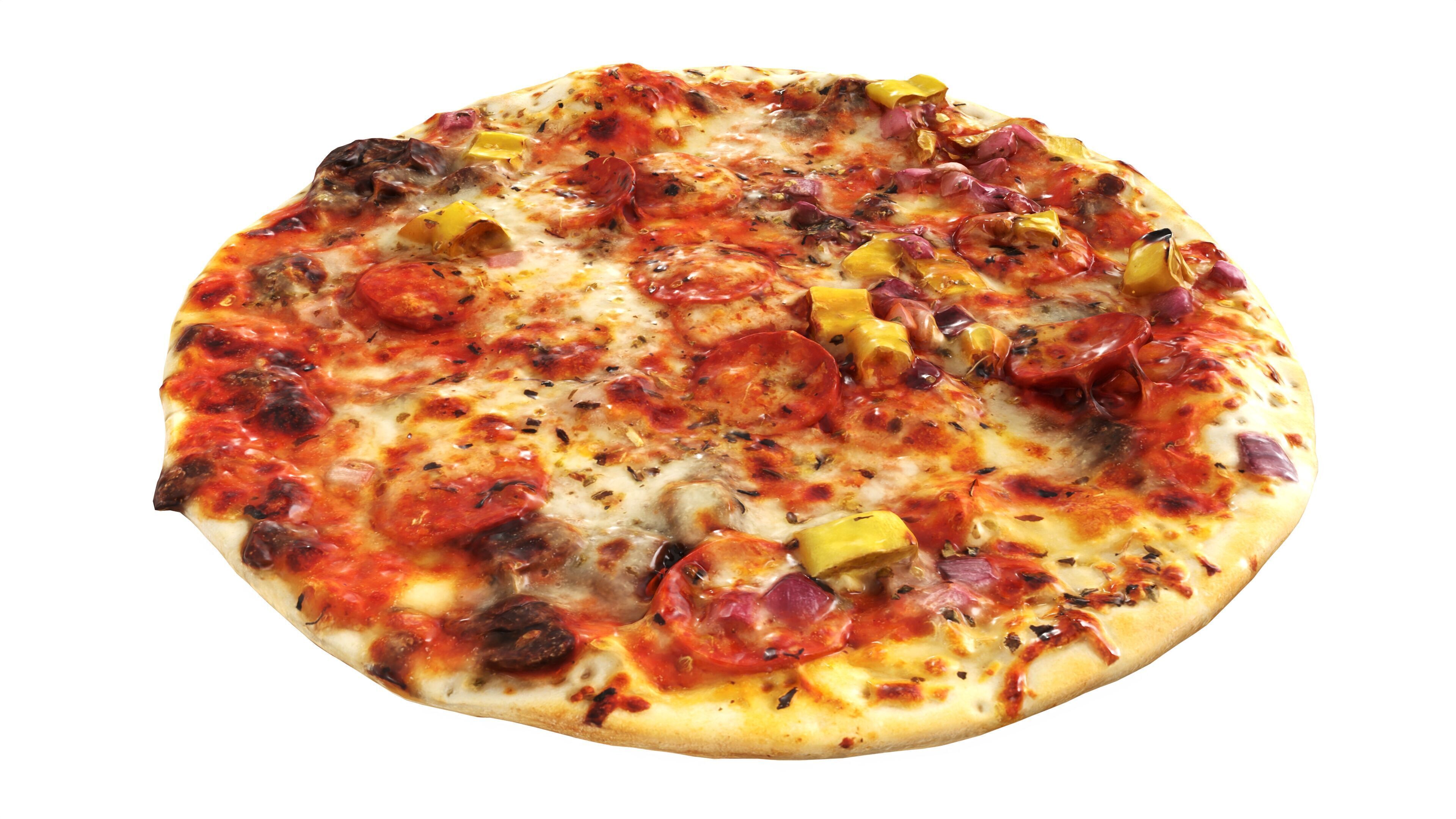 Pizza with meat Low-poly 3D model_1