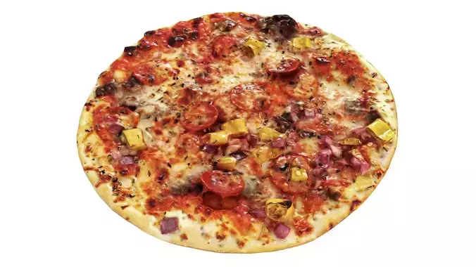 Pizza with meat Low-poly 3D model