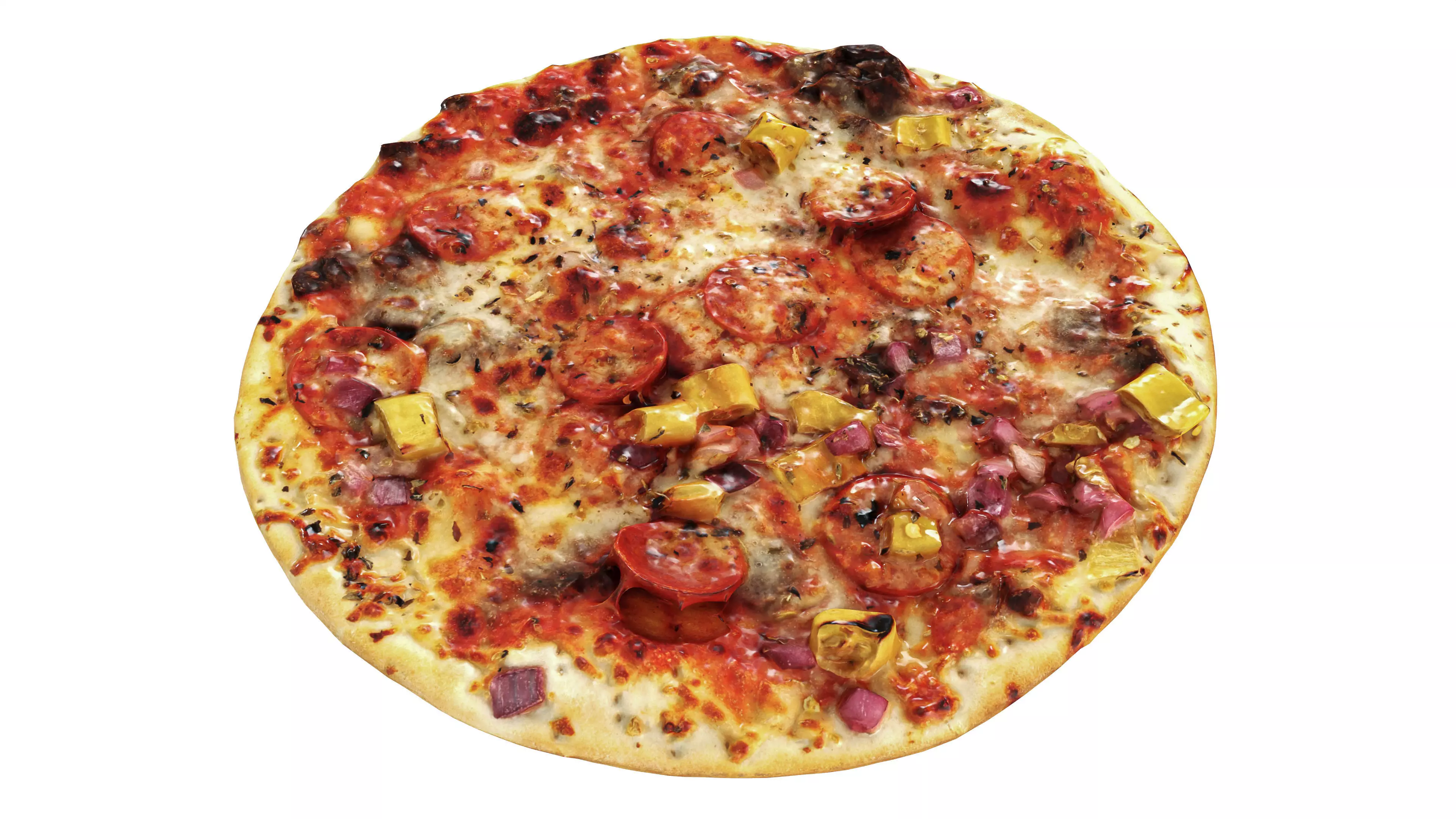 Pizza with meat Low-poly 3D model_0