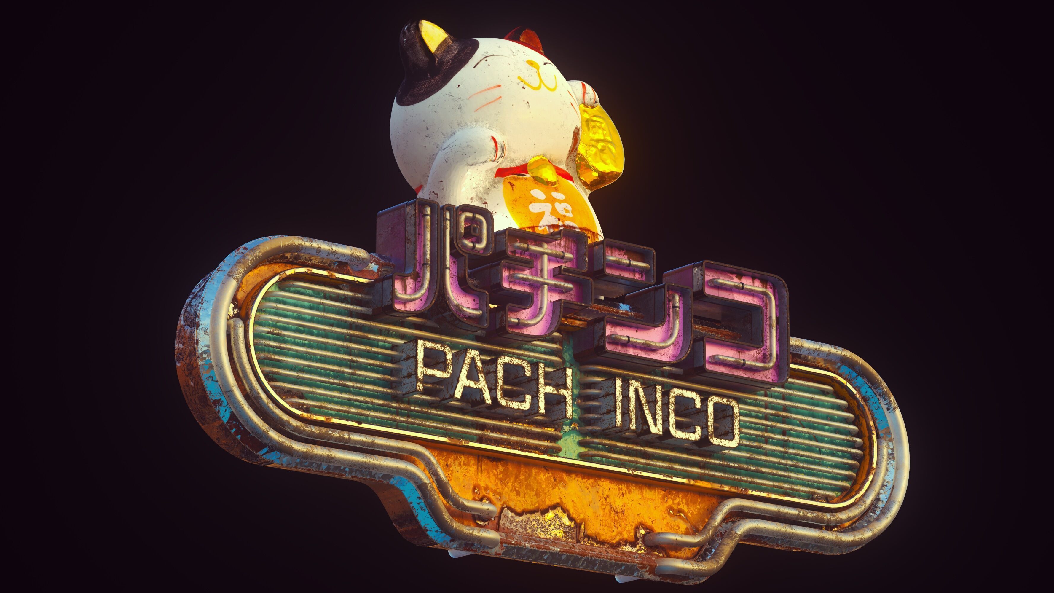 Retro Cyberpunk Neon Pack Low-poly 3D model_1