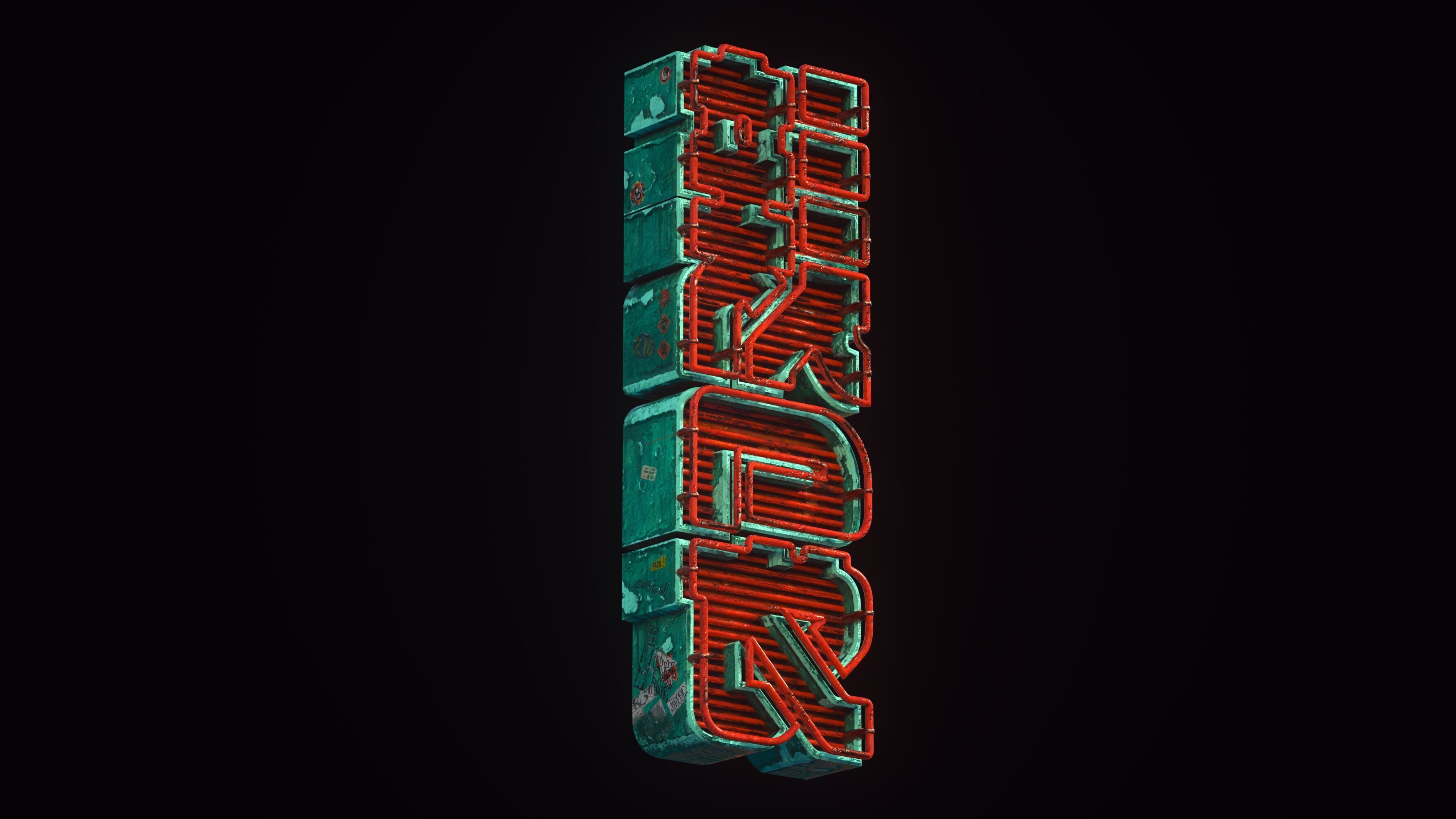 Retro Cyberpunk Neon Pack Low-poly 3D model_11
