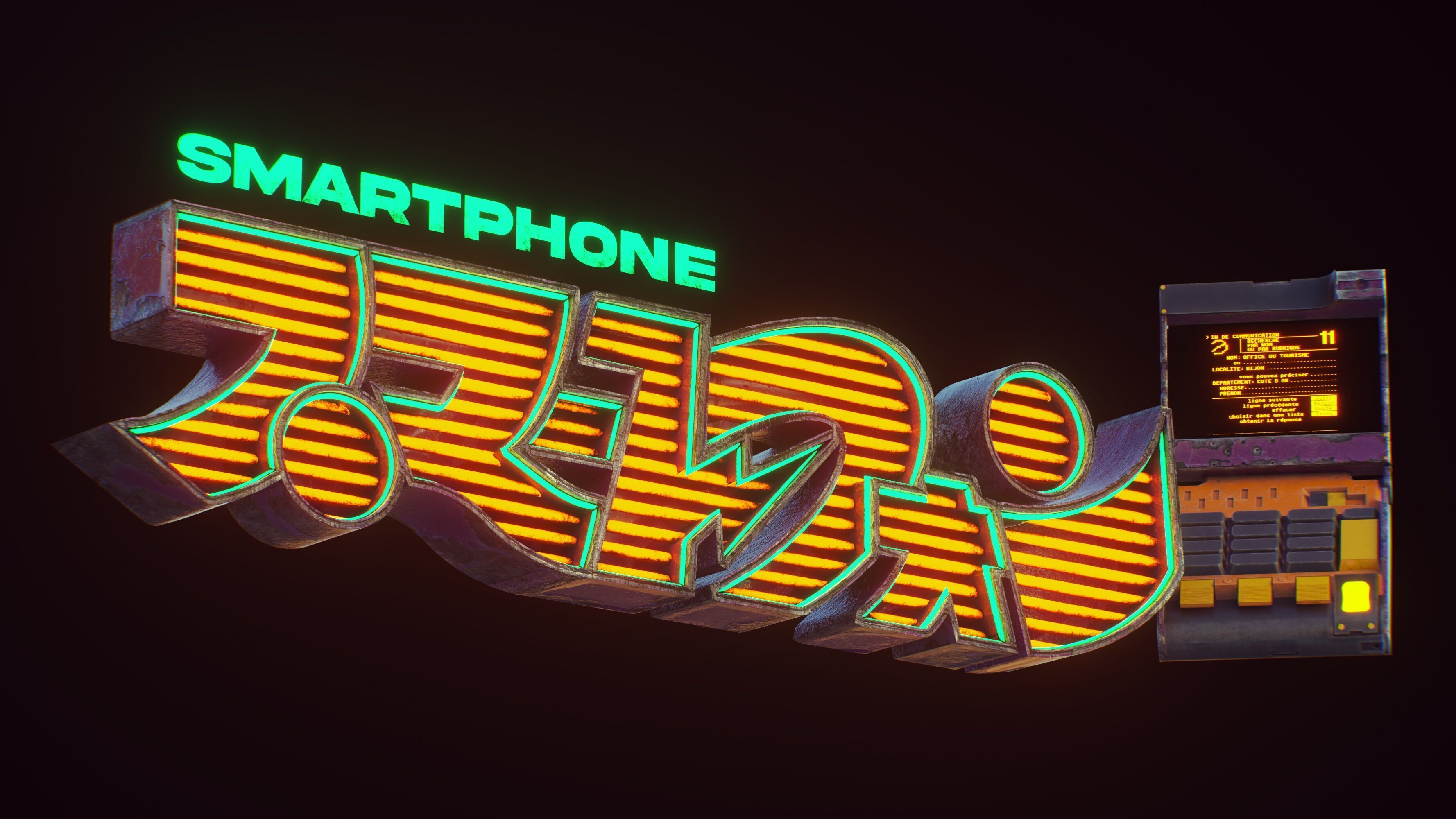 Retro Cyberpunk Neon Pack Low-poly 3D model_18