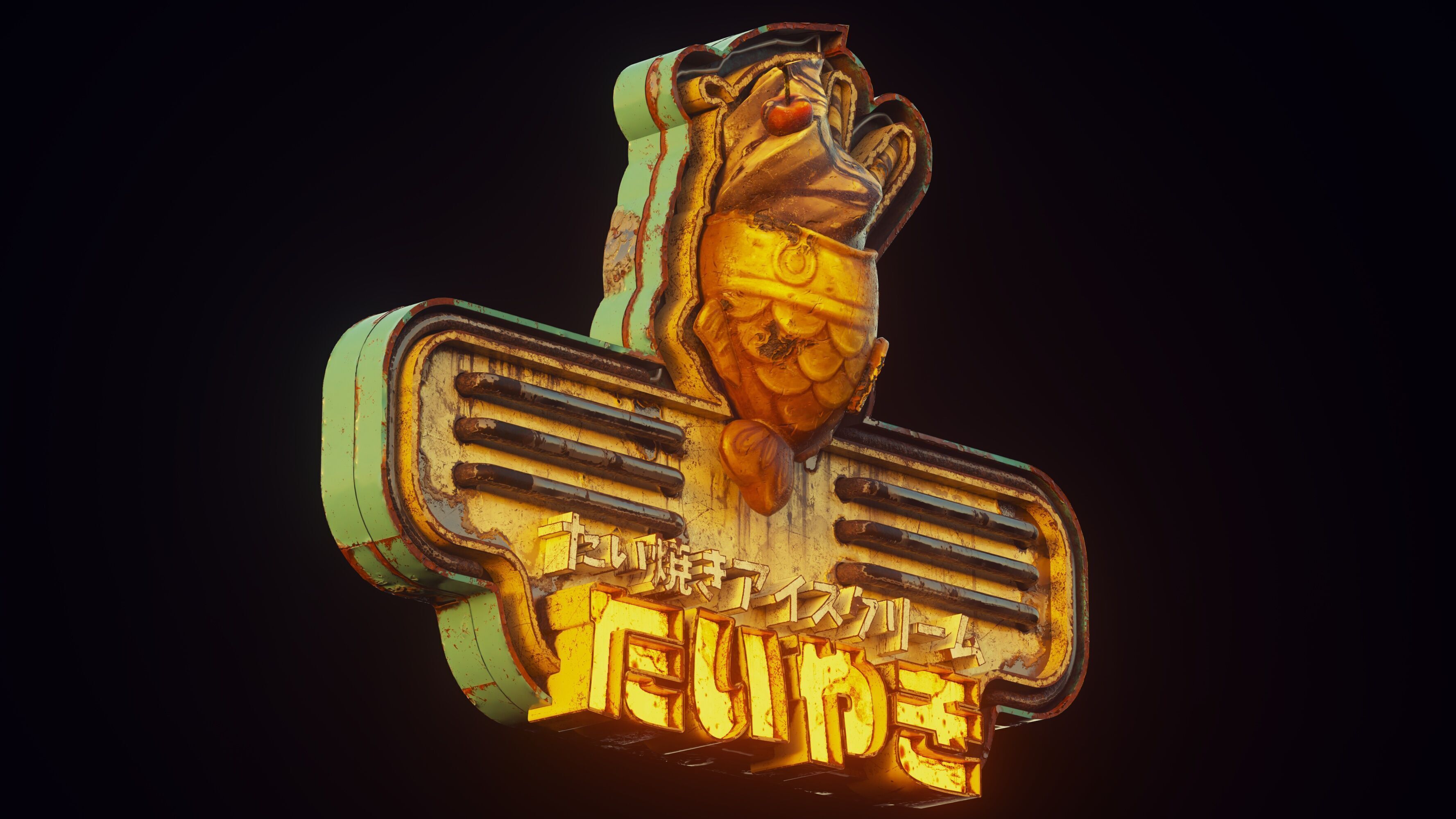 Retro Cyberpunk Neon Pack Low-poly 3D model_2