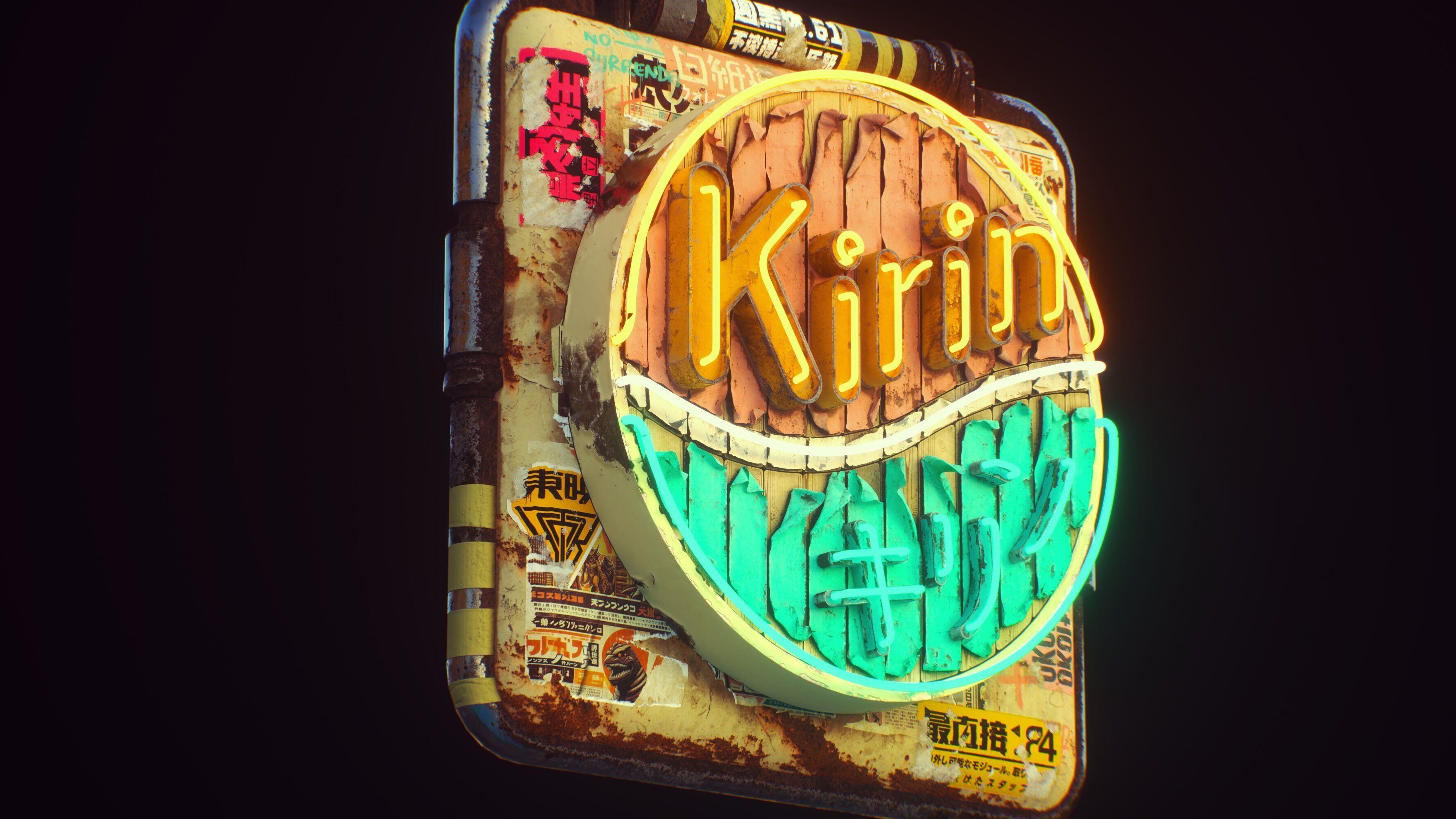 Retro Cyberpunk Neon Pack Low-poly 3D model_9