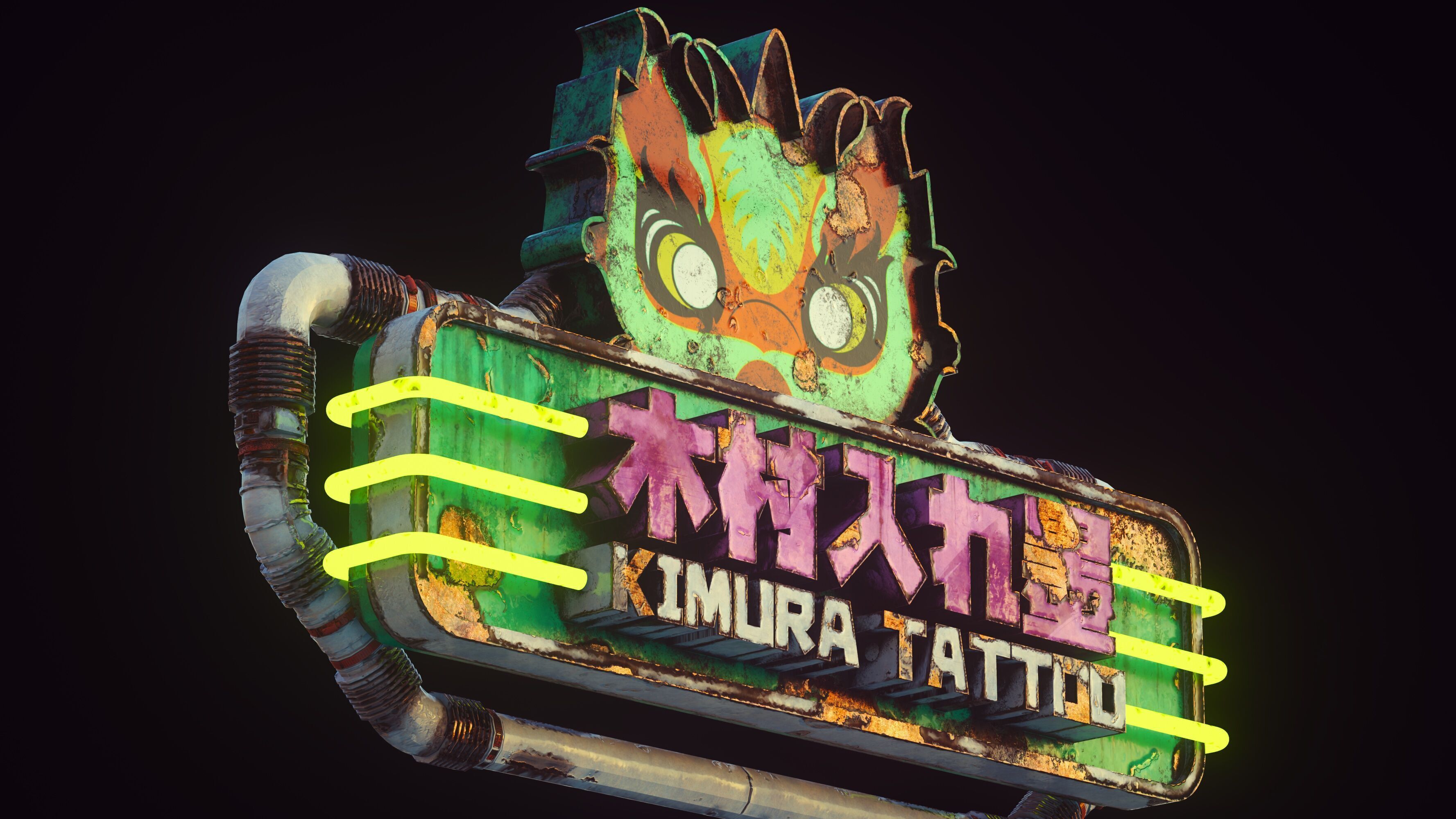 Retro Cyberpunk Neon Pack Low-poly 3D model_3