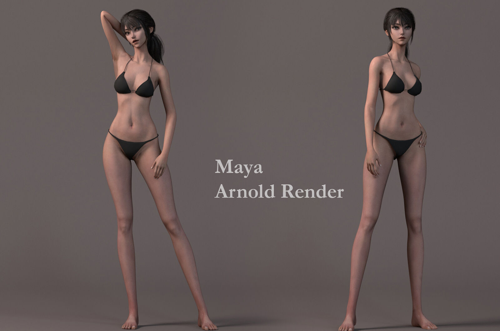 Female Base Model Rig Low-poly 3D model_13
