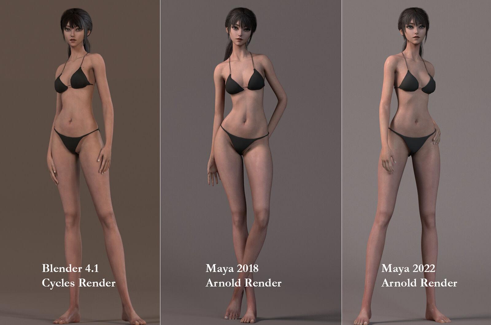 Female Base Model Rig Low-poly 3D model_16