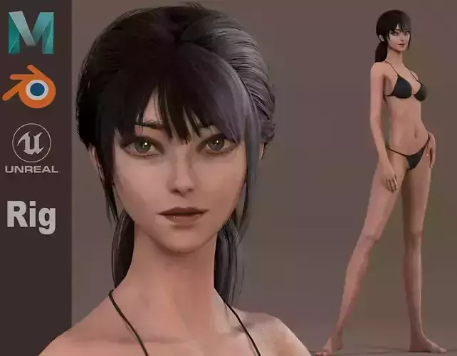 Female Base Model Rig Low-poly 3D model Female Base Model Rig Low-poly 3D model