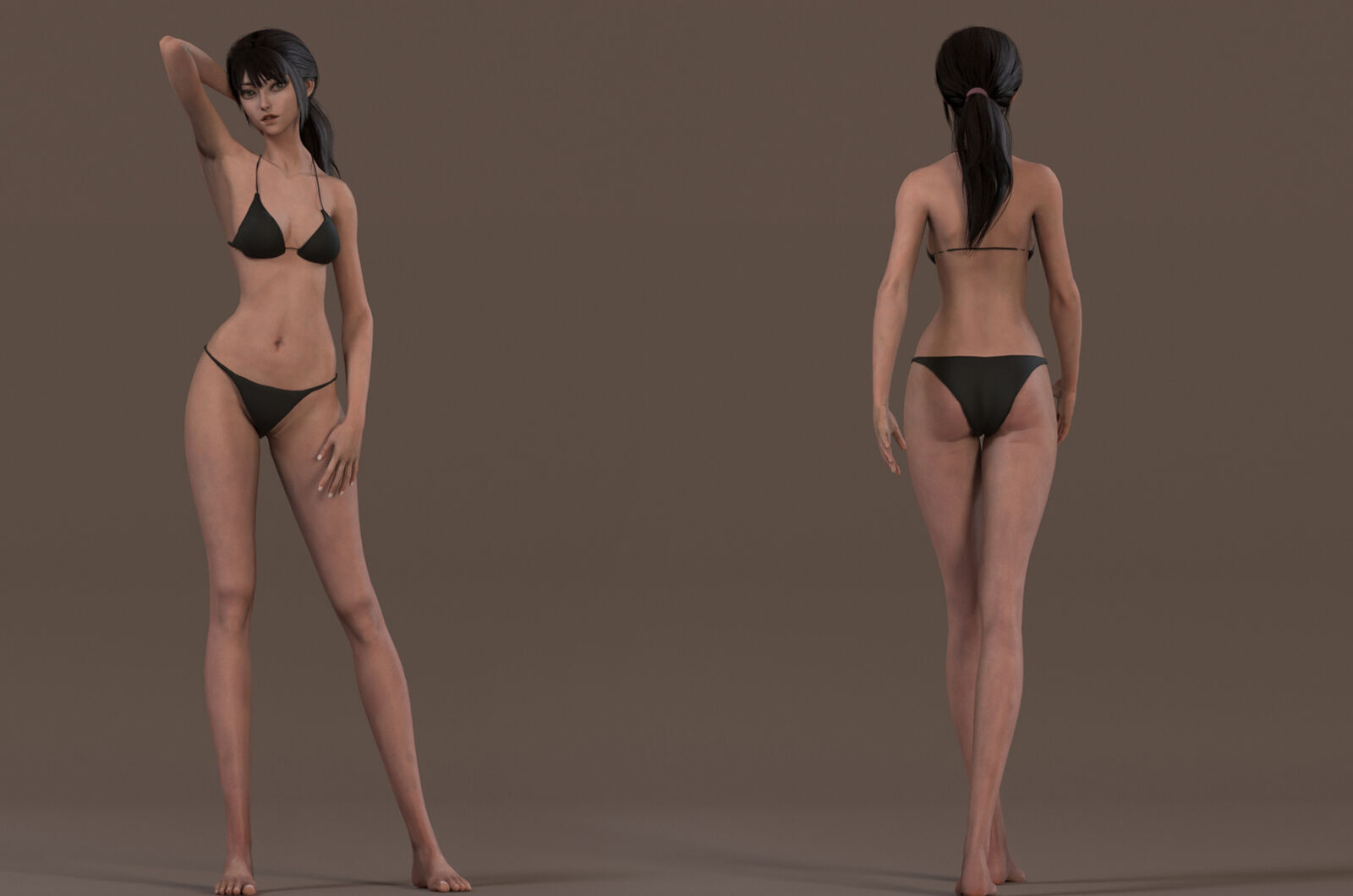 Female Base Model Rig Low-poly 3D model_6
