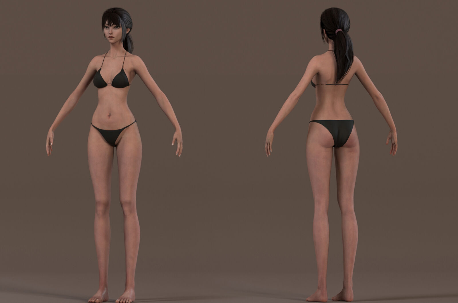 Female Base Model Rig Low-poly 3D model_9