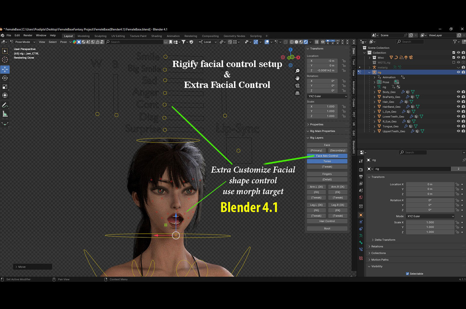 Female Base Model Rig Low-poly 3D model_26