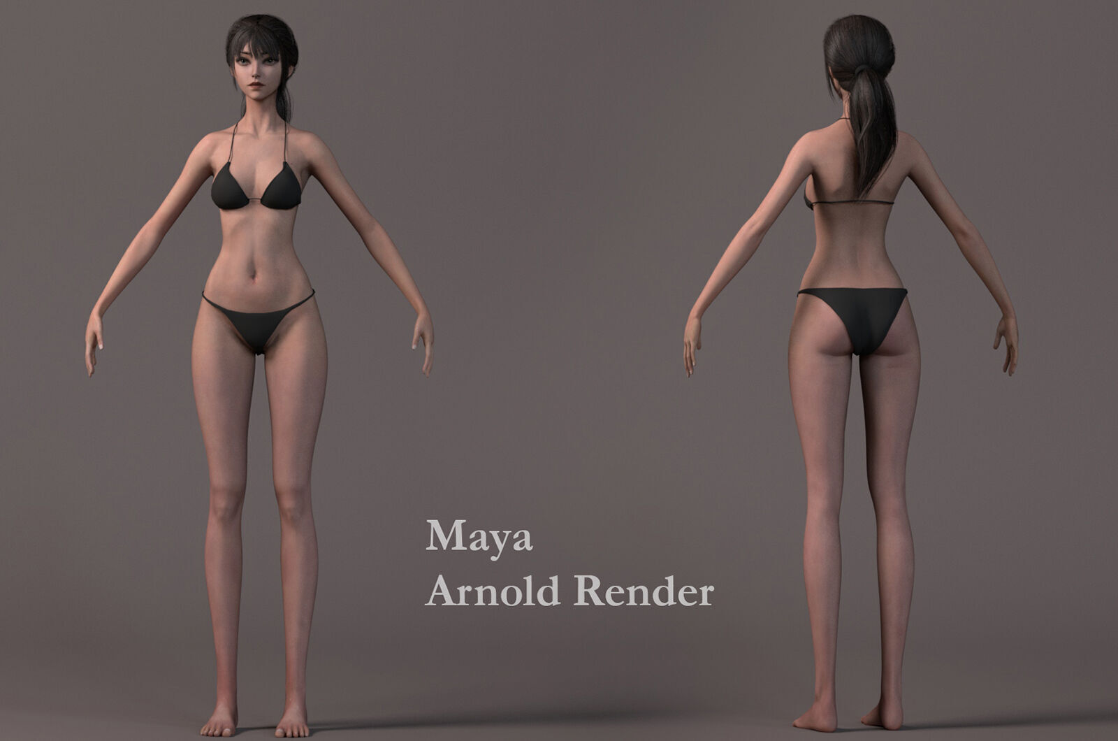 Female Base Model Rig Low-poly 3D model_15
