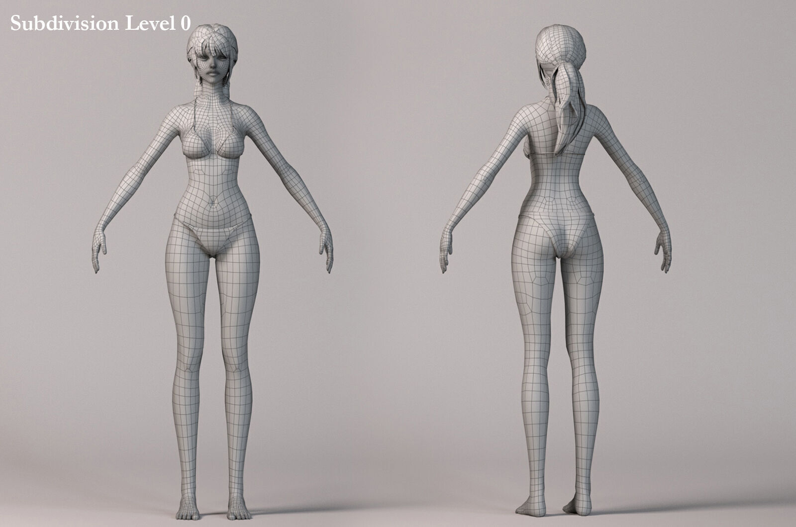Female Base Model Rig Low-poly 3D model_28