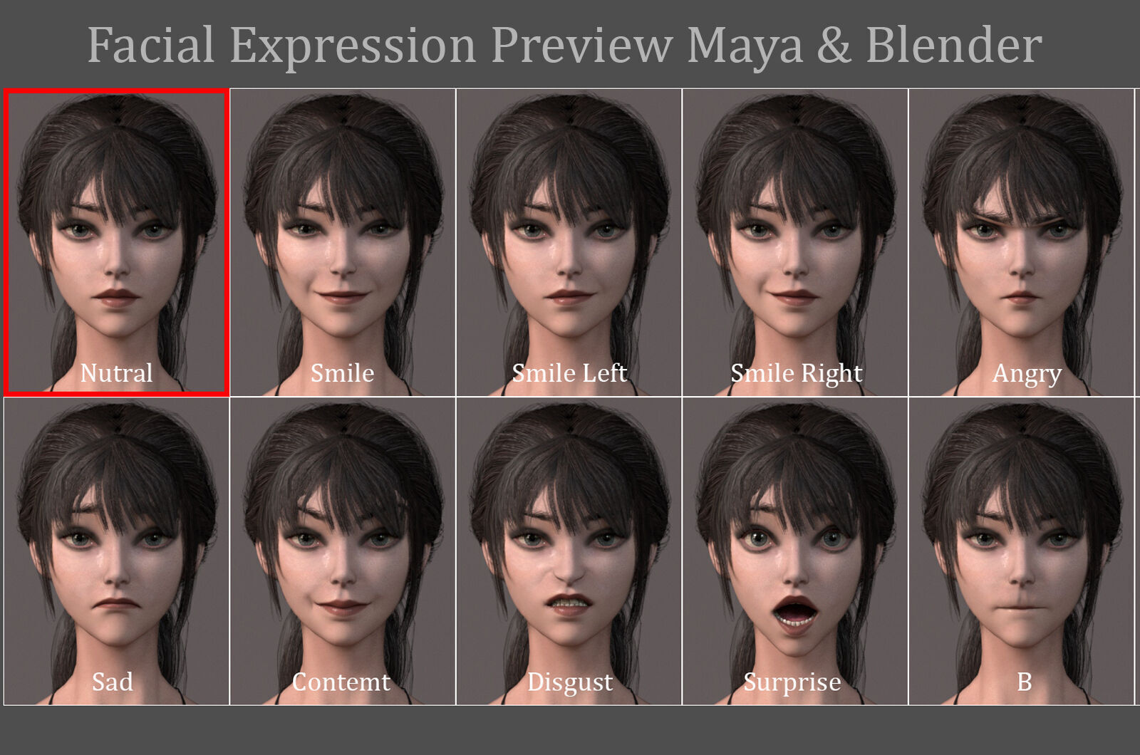 Female Base Model Rig Low-poly 3D model_18