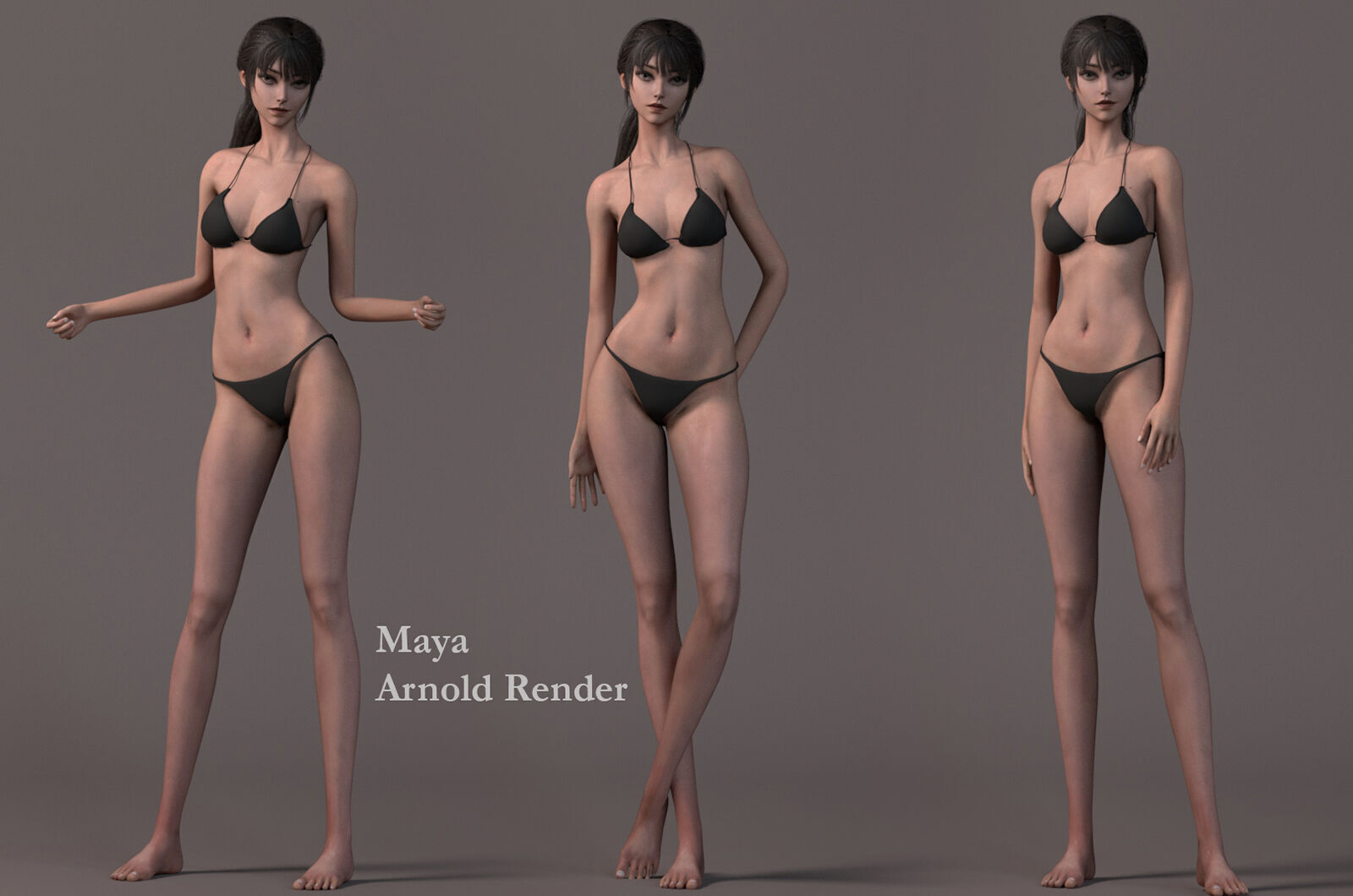 Female Base Model Rig Low-poly 3D model_11