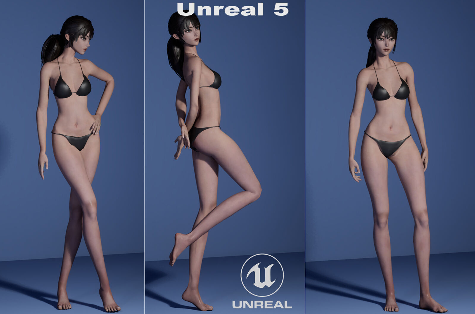 Female Base Model Rig Low-poly 3D model_19